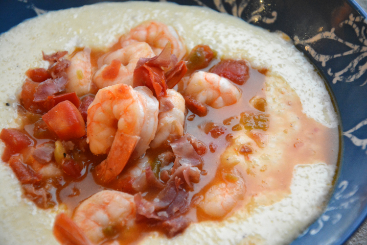 Creamy Shrimp and Grits with Green Chiles and Gruyere