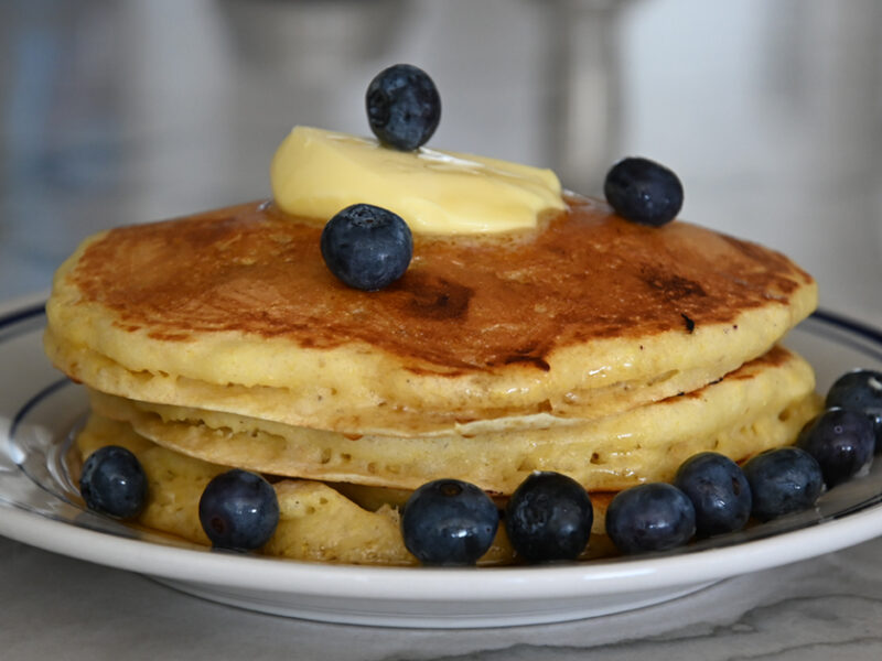 Blueberry Buttermilk Cornmeal Pancakes